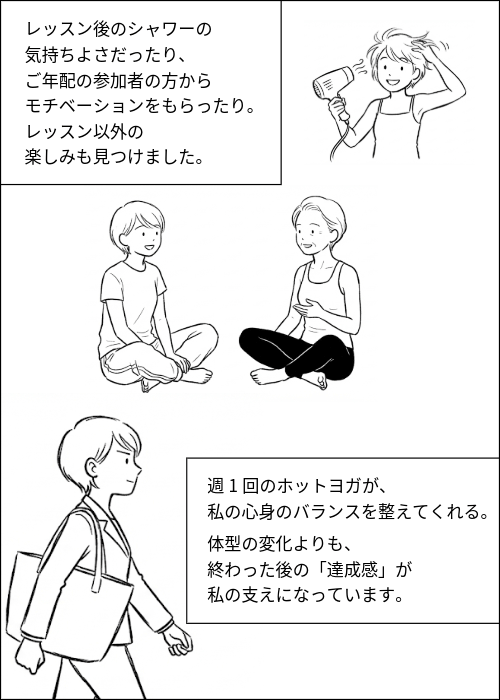 ホットヨガを始めてからの変化についての漫画